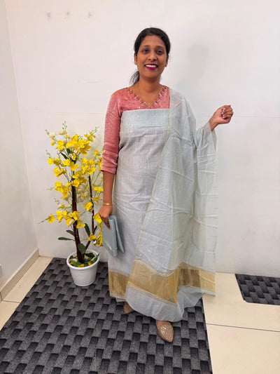 Ls0192 Onam Collection unstitched Material